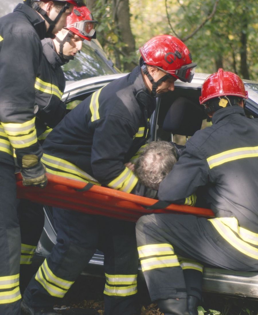 First responders at the scene of a vehicle accident