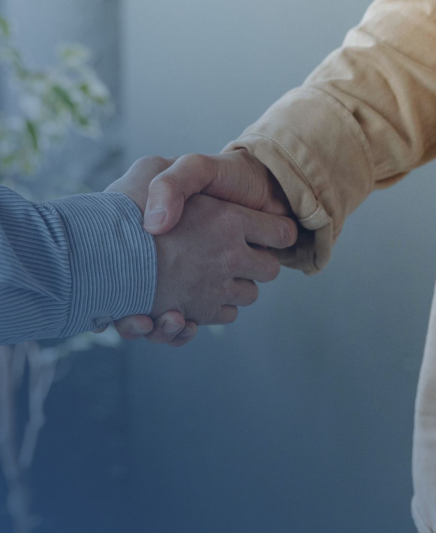 Two people shaking hands to close an agreement